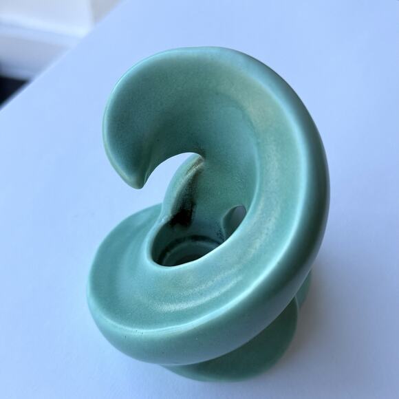 Stangl Pottery Free Form Swirl Candlestick Holder Turquoise Blue Glaze 3 3/4" - Picture 4 of 9